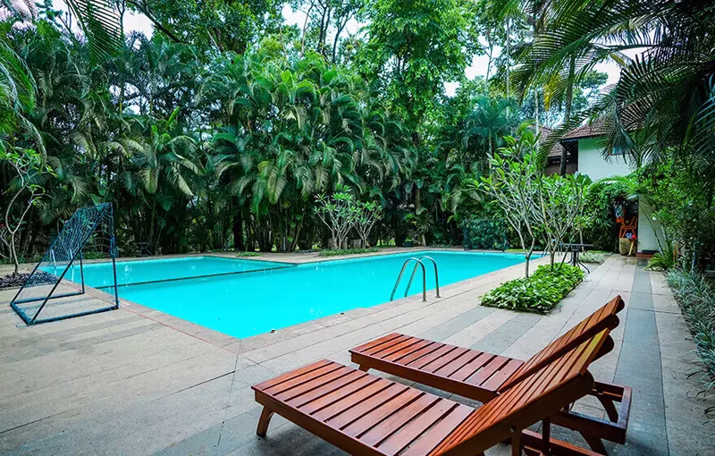 Indraprastha Private Pool Villa interior at Greenwoods Resort Thekkady