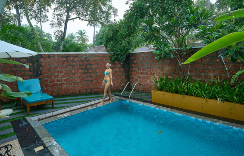 Presidential Private Pool Villa bedroom at World Backwaters Resort Alleppey Kerala for luxury family holidays