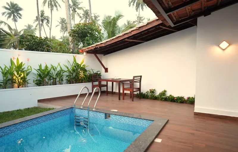 Luxury honeymoon beach villa with private swimming pool at Ayada Varkala Beach